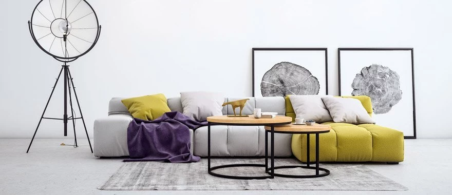 Couchtische Eiche mit Metallfüßen 100% Massivholz